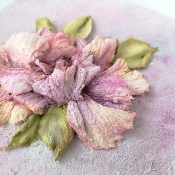 Impasto painting, 3D floral art "Rose"