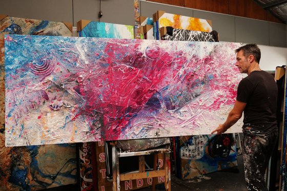 Love Masquerade 240cm x 100cm Pink Textured Abstract Art