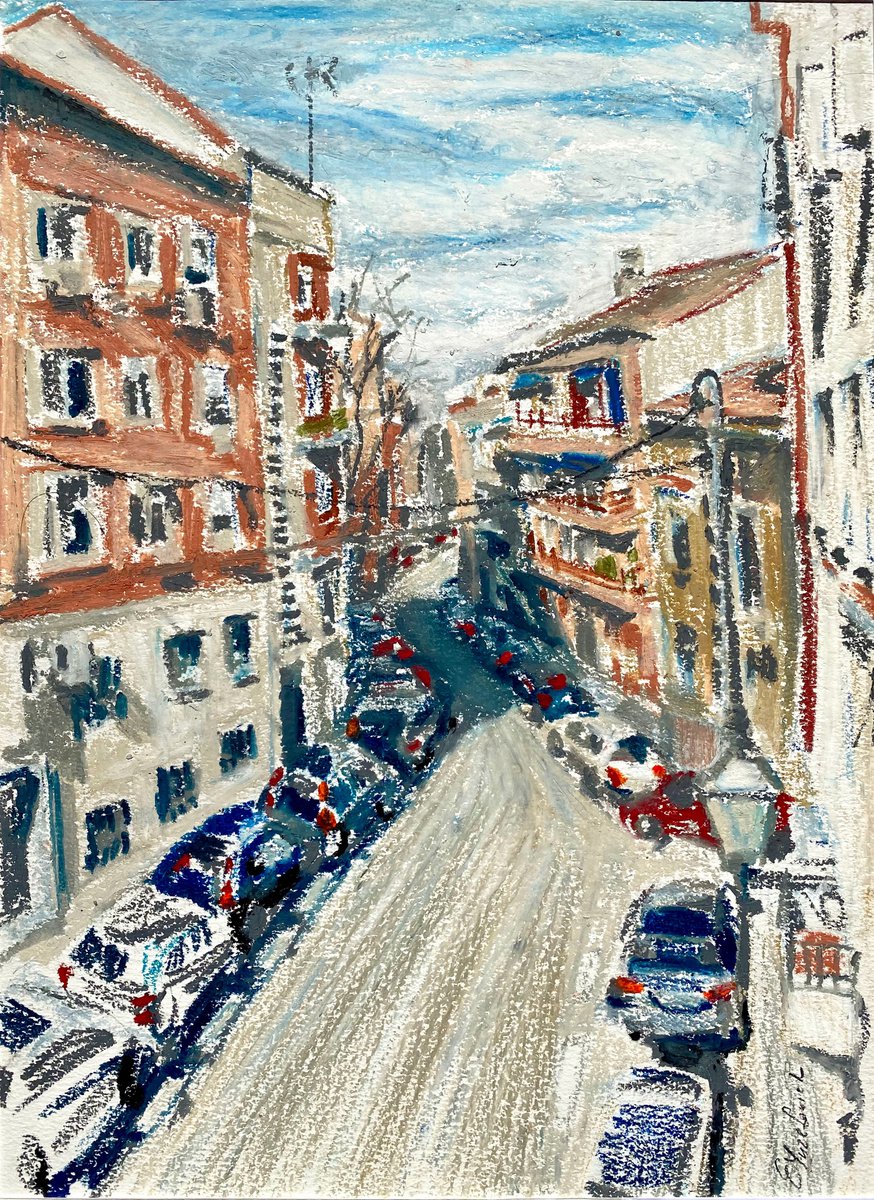Impressionistic Pastel Drawing , Calle De La Grandeza Espanola, Madrid By Elena Yuzefovich, 12 X 16, Artwork For Sale On Artfinder