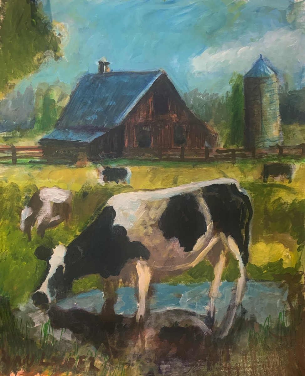 Cows On The Farm By Ryan Louder, 16 X 19, Artwork For Sale On Artfinder