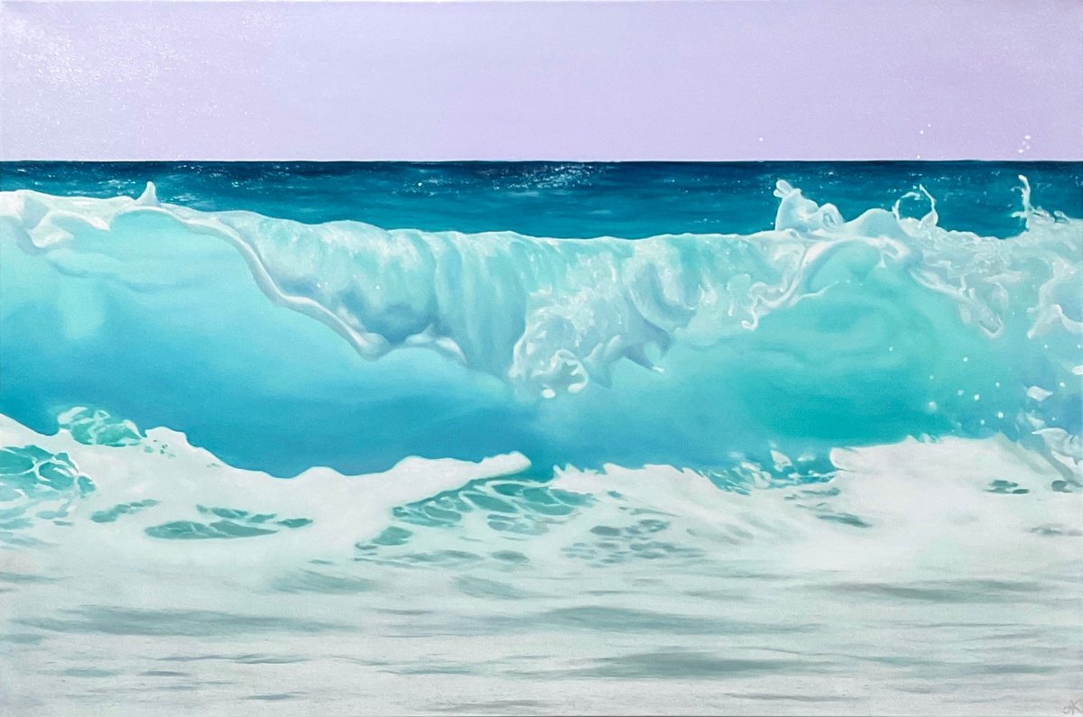 Photorealistic Oil Painting , Teal Harmony By Alla Kallas, 36 X 24, Artwork For Sale On Artfinder