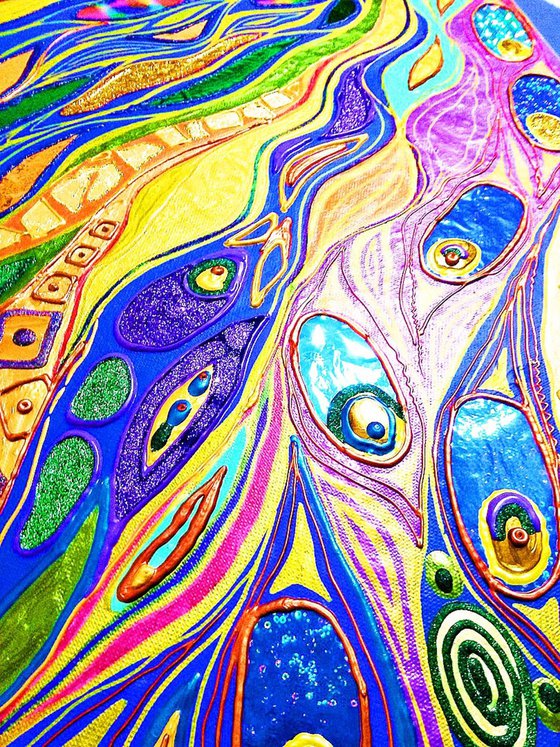 Green purple golden abstract