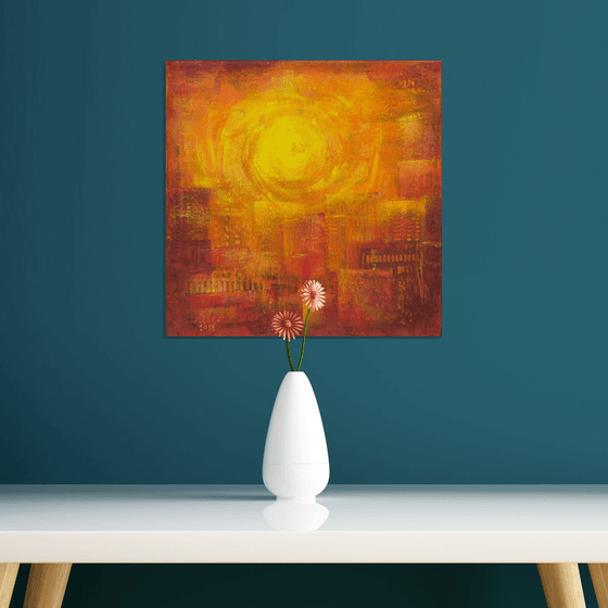 Sunrise in the city - abstract painting