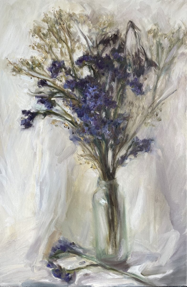 Impressionistic Botanical Oil Painting By Denys Kovalyk, 16 X 24, The Fragility Of Time, Original Artwork