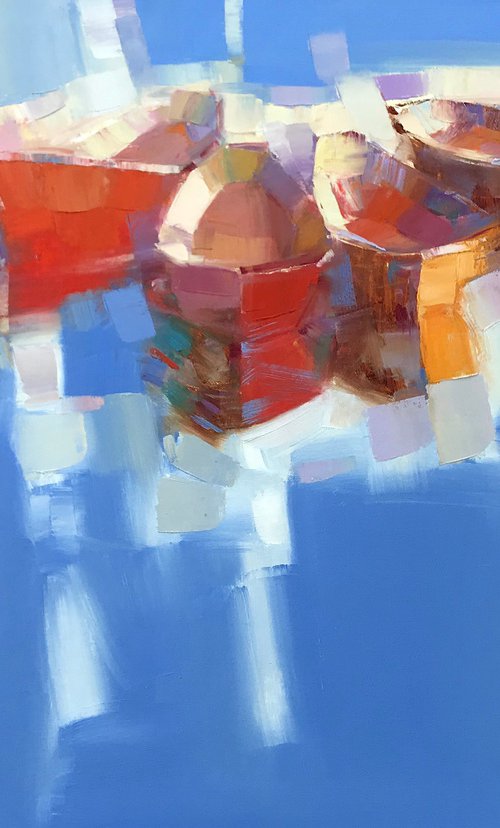 Boats, Original oil painting, Handmade artwork, One of a kind by Vahe Yeremyan