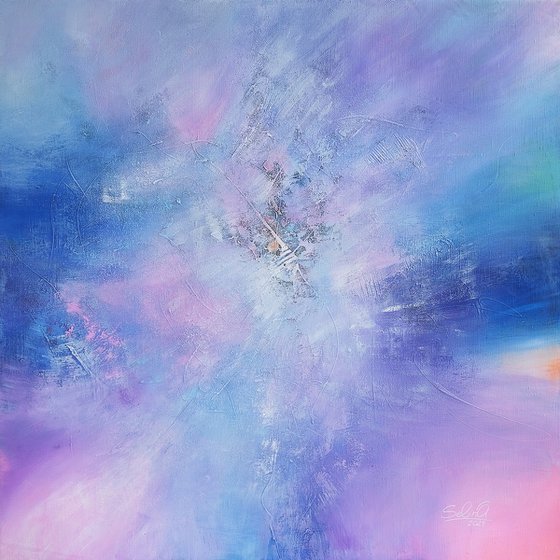 Awakening, Modern Colorful Abstract Painting 100x100cm by Anna Selina (2024)