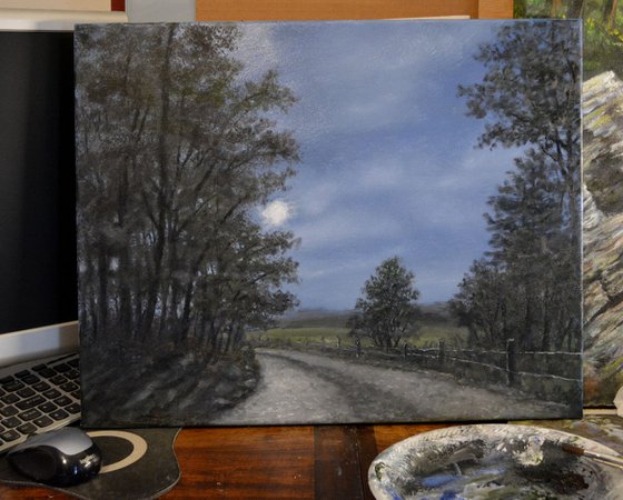 Night Road  - Moonlight - oil 16X20 canvas (SOLD)