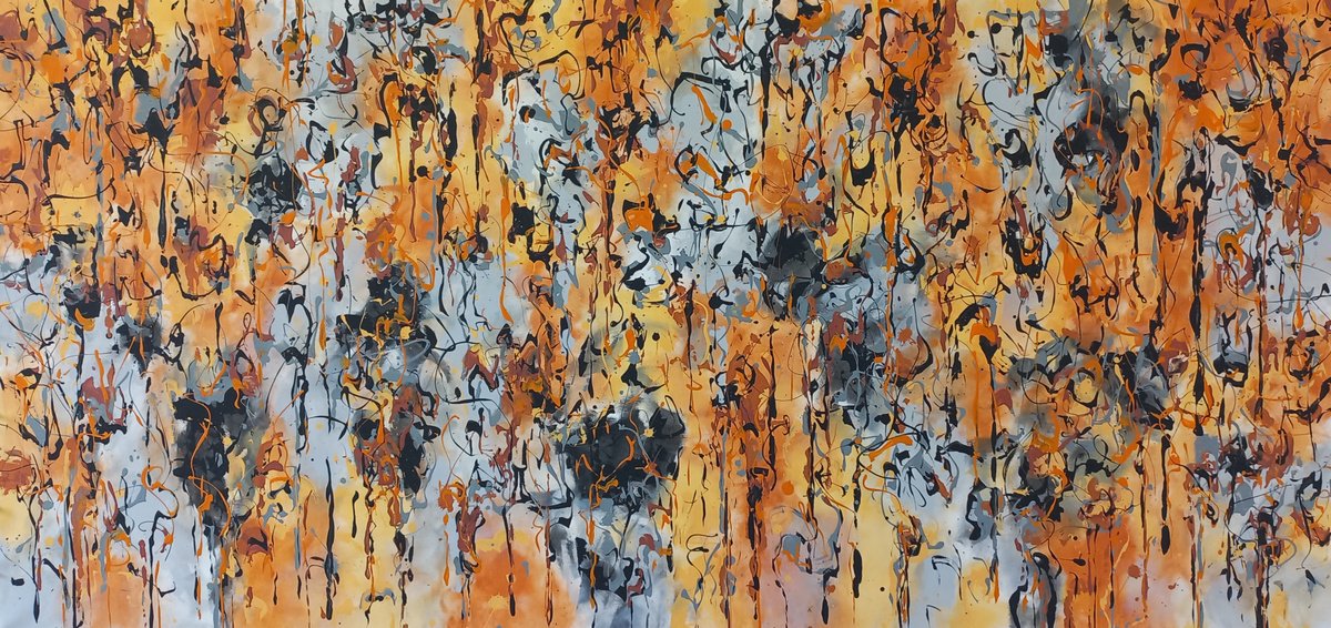 Abstract Acrylic Painting By Max Yaskin, 84 X 42", Krabi By M.y., Original Artwork