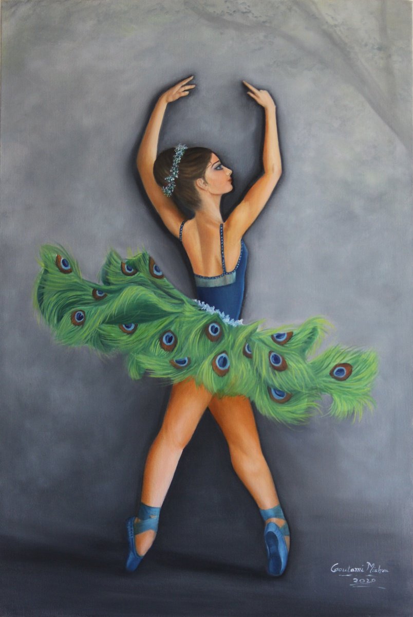 Ballet dancer -Ballerina Oil Painting by Goutami Mishra