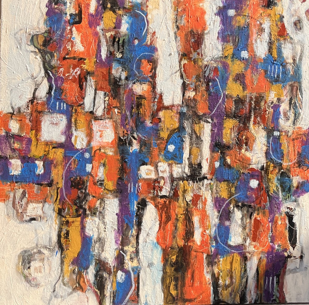 Organic Abstract Acrylic Painting By Jeffrey Davies, 36 X 36, Where Are You Blue #16, Original Artwork