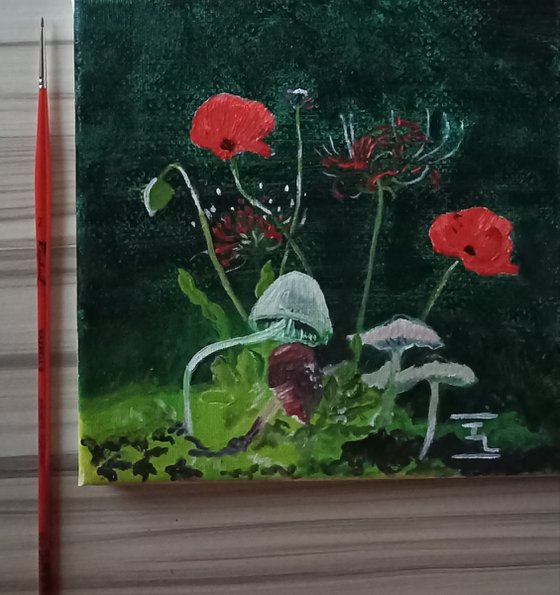 Poppies and mushrooms