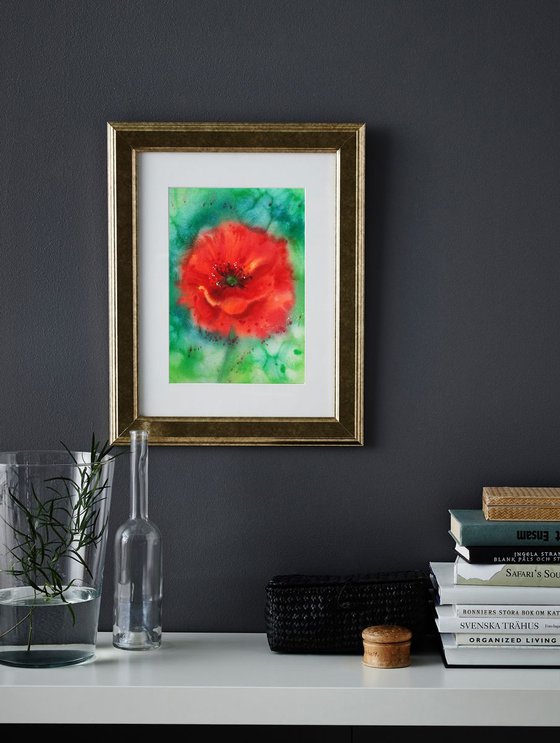 Soul of Poppy - Red Poppy - poppy watercolour