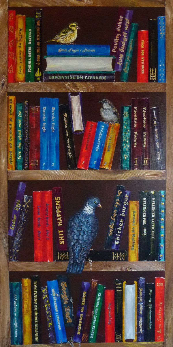 Bookshelf with a dove by Lena Smirnova