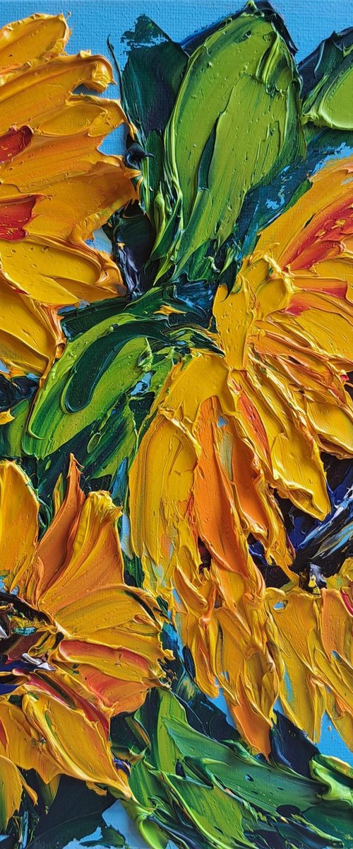 Sunflowers impasto by Oksana Fedorova