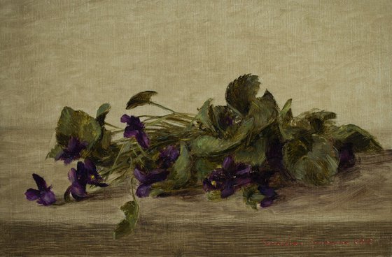 Flowers, Violet, 20 x 30 cm, oil on canvas, 2018