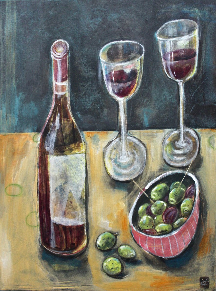 Expressive Still Life Painting By Victoria Coleman, 18 X 24", The Best Times, Original Artwork