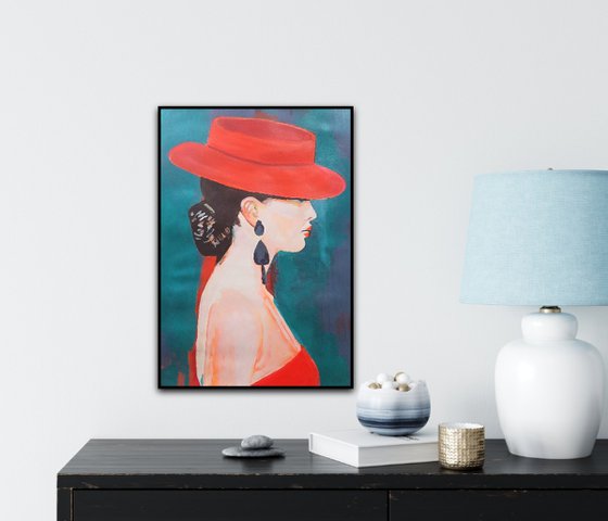 Lady in red / 70 x 47 cm