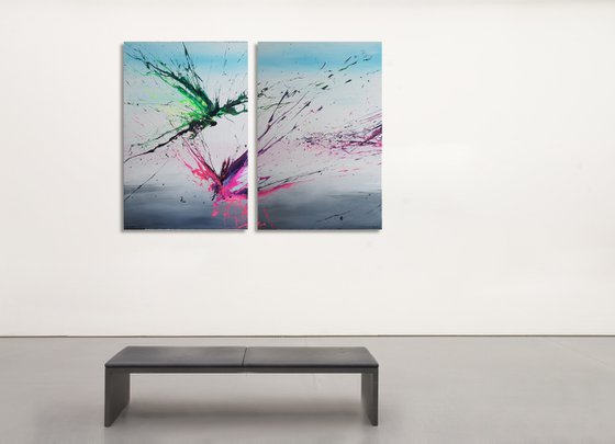 Young Lovers (Spirits Of Skies 192065) (165 x 120 cm) XXXL (66 x 48 inches) Diptych