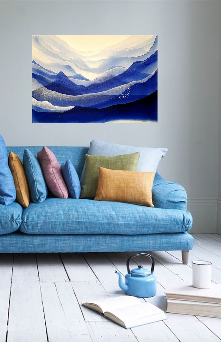 Impressionistic Abstract Acrylic Painting By Danijela Dan, 28 X 20, Tranquility Of Distance Ix, Original Artwork