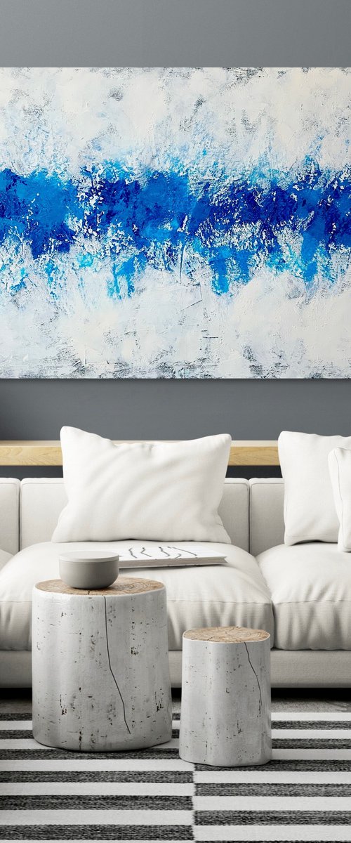 Abstract No. 6222 blue and white by Anita Kaufmann