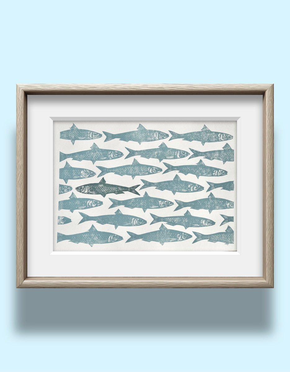 Illustrative Linocut , Odd-I-Sea By Amy Cundall, 18 X 13, Artwork For Sale On Artfinder