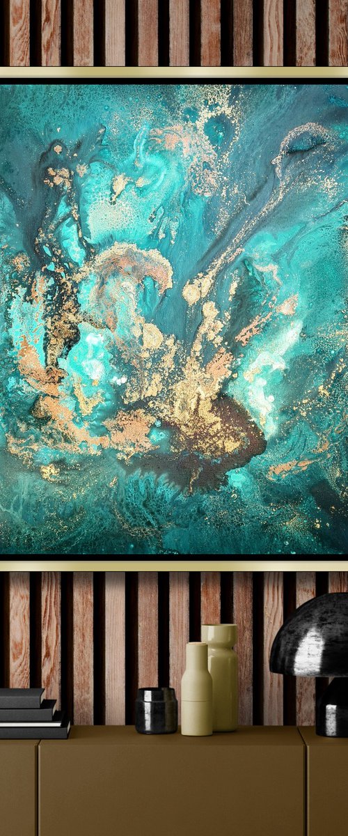 Falling Medusa  81x81cm by Eleni Denart
