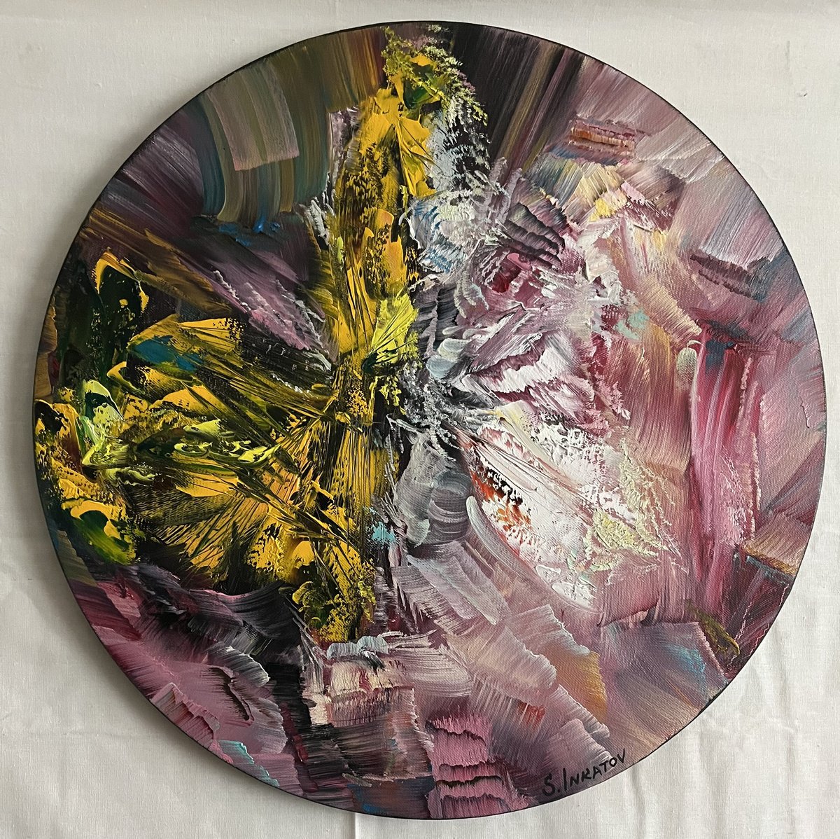 Abstract Oil Painting By Sergei Inkatov, 20 X 20", You Atraction 2, Original Artwork