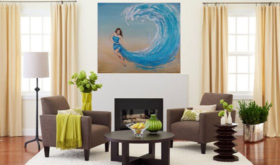 Sea wave, original oil painting, 90x80 cm, FREE SHIPPING