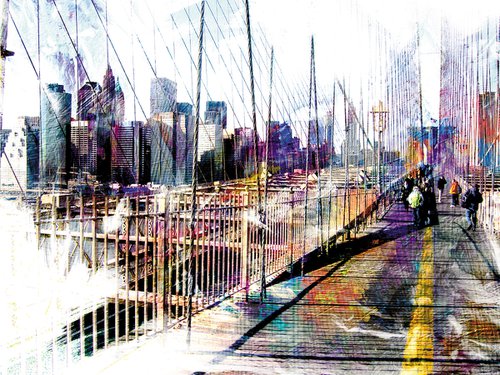 Maromas, Brooklyn bridge/XL large original artwork by Javier Diaz