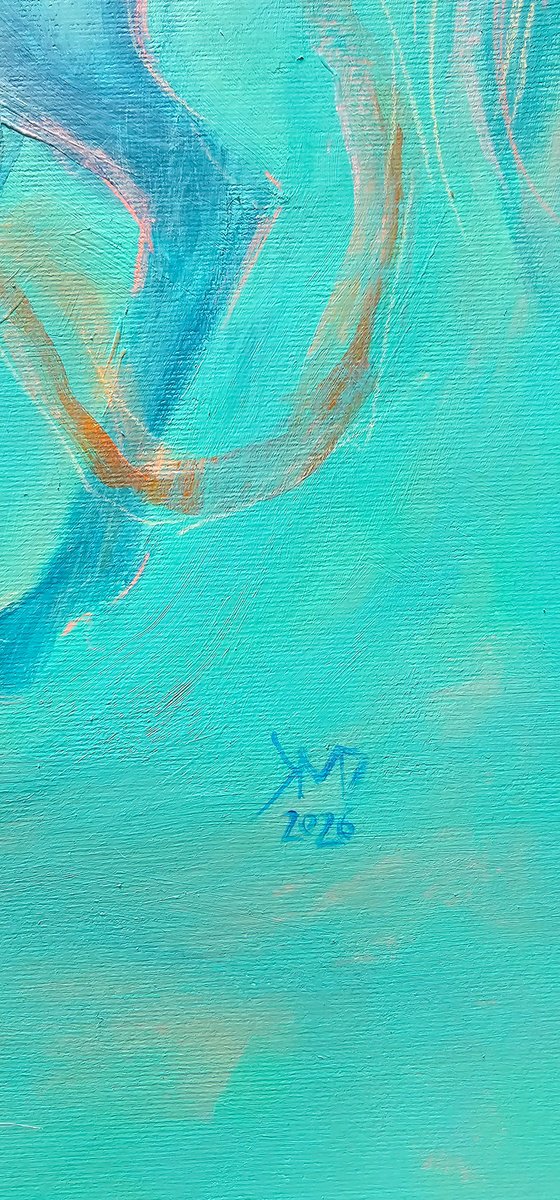 The spirit of the blue horse on green