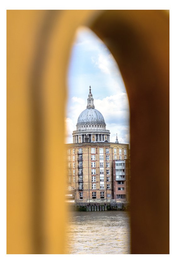 Golden St Pauls (Southwark Bridge) white boarder  1/20 8X12