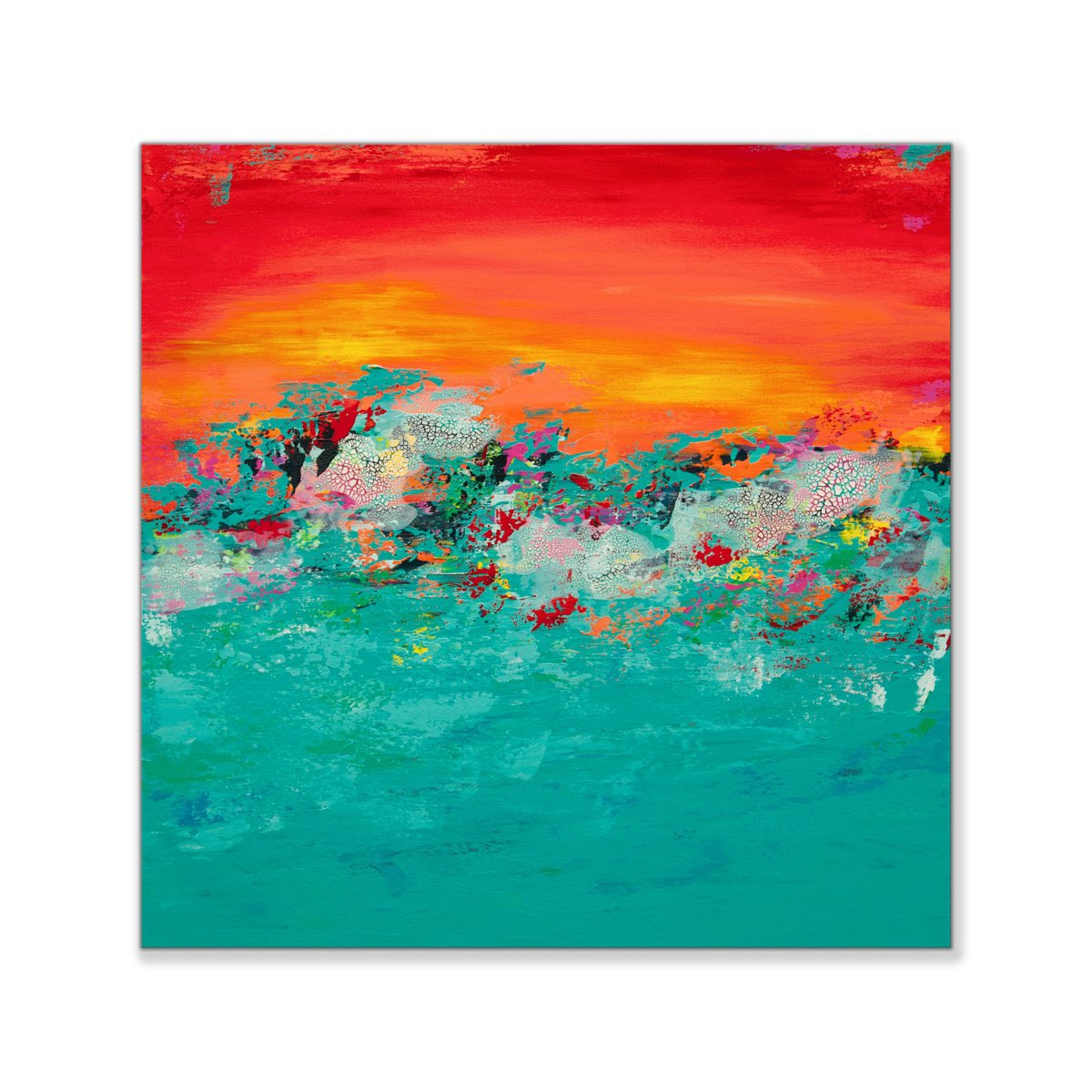 Abstract Acrylic Painting By Hilary Winfield, 24 X 24, Tropical Paradise 2, Original Artwork