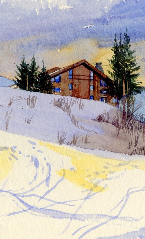 Tracks in the Snow, France by Carole Griffin RBA (Royal Society of British Artists)