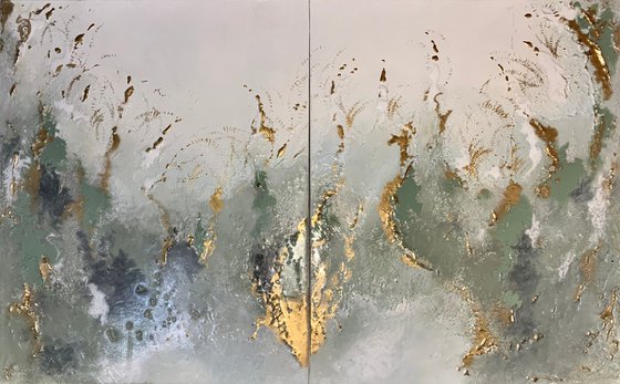 An Ode To Spring -  Textured Abstract Diptych