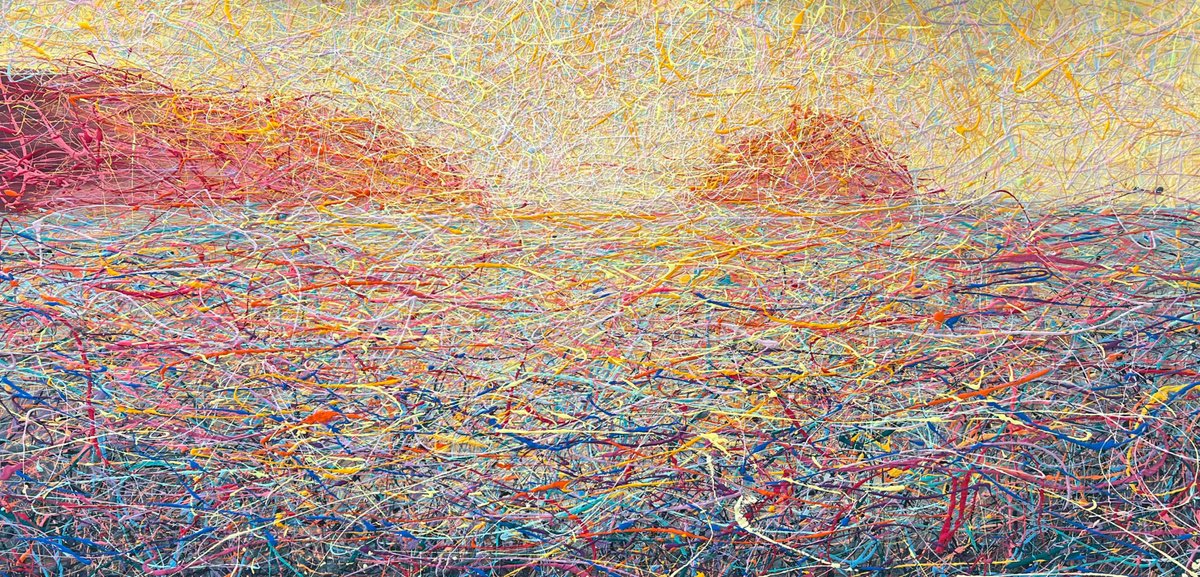 Abstract Landscape Acrylic Painting By Nadiia Antoniuk, 81 X 39", Eternal Symphony Of Love, Original Artwork