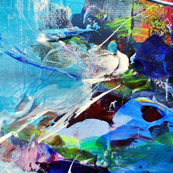 Melancholic spontaneous abstract large painting still life with blue sky by O KLOSKA