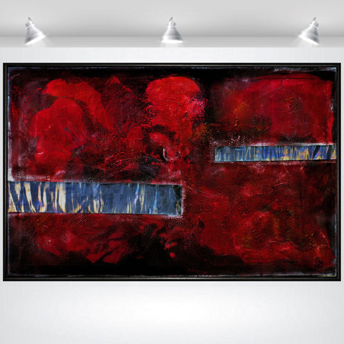 Abstract Acrylic Painting By Edelgard Schroer, 44 X 29, Lead Silence, Original Artwork