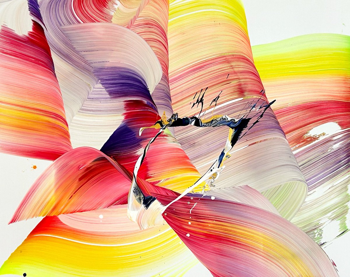 Organic Abstract Acrylic Painting By Nikolaos Schizas, 57 X 45", Something In My Heart, Original Artwork