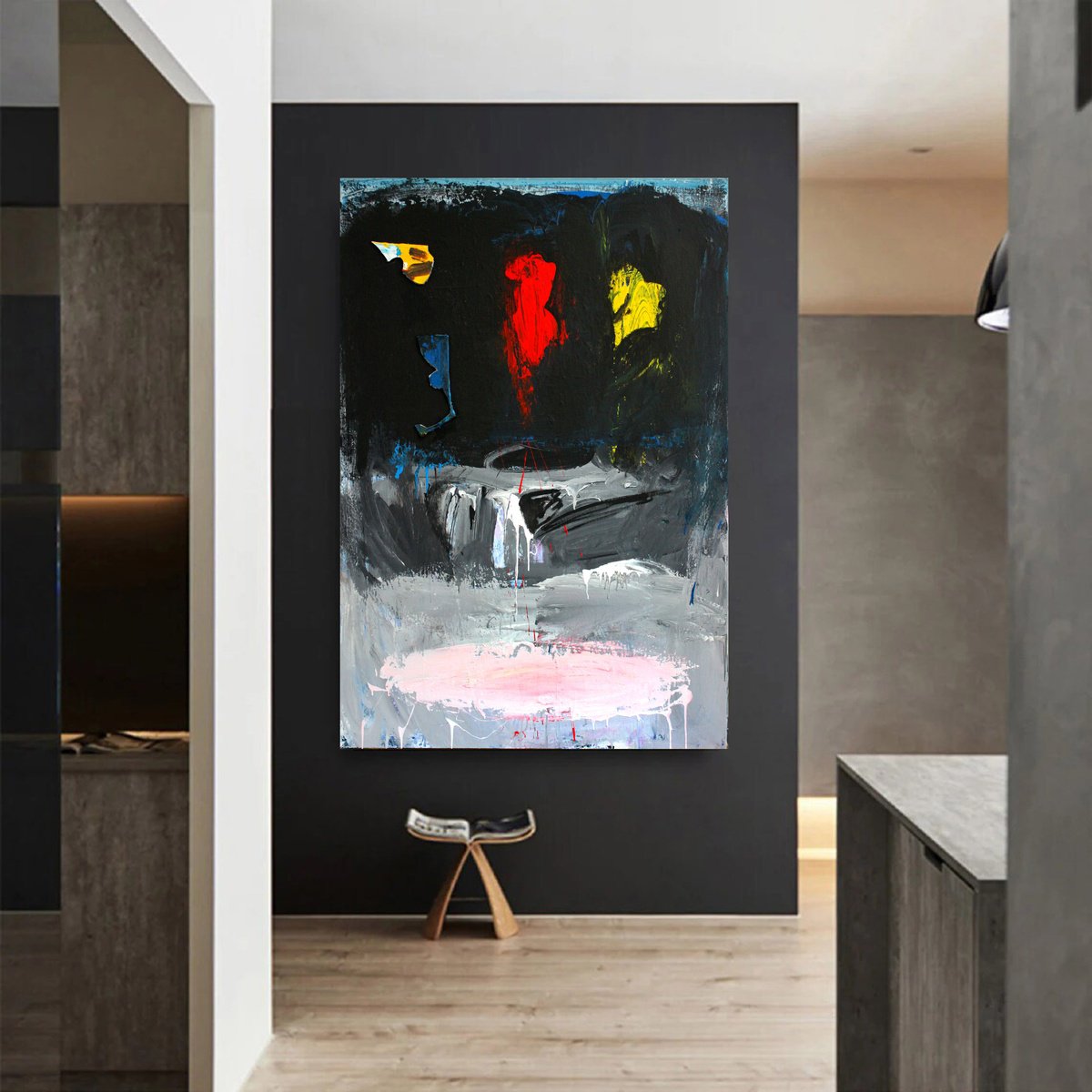 Abstract Acrylic Painting By Veljko Martinovic, 37 X 55", Abstract-Brahms - Solo Piano, Original Artwork