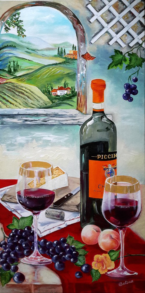 The Wine Painting - exquisite vintage art by Galina Victoria