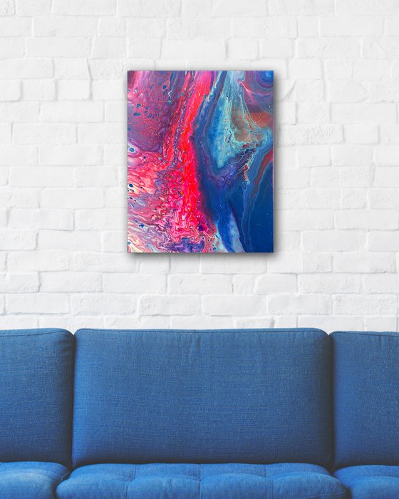 "Duality" - FREE USA SHIPPING - Original Abstract PMS Fluid Acrylic Painting - 16 x 20 inches