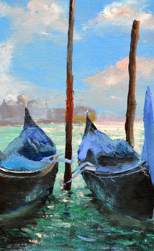 Venetian Gondolas 4 by Elena Lukina