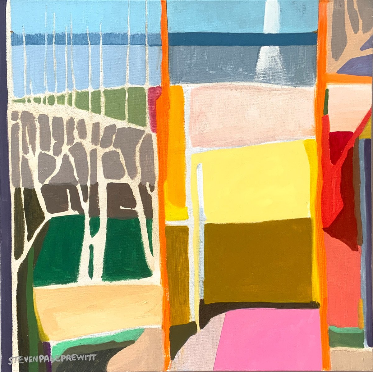 Impressionistic Abstract Oil Painting By Steven Page Prewitt, 20 X 20", Low Country Weather Scene 1, Original Artwork