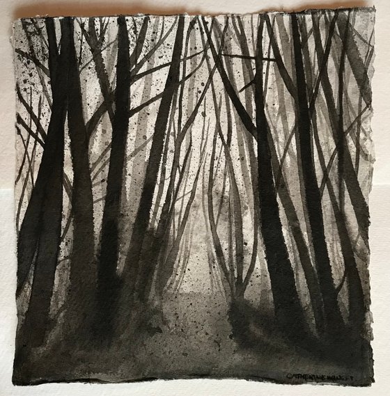 Winter Trees in Pen and Ink - Traditional English Landscape - Norfolk Woods