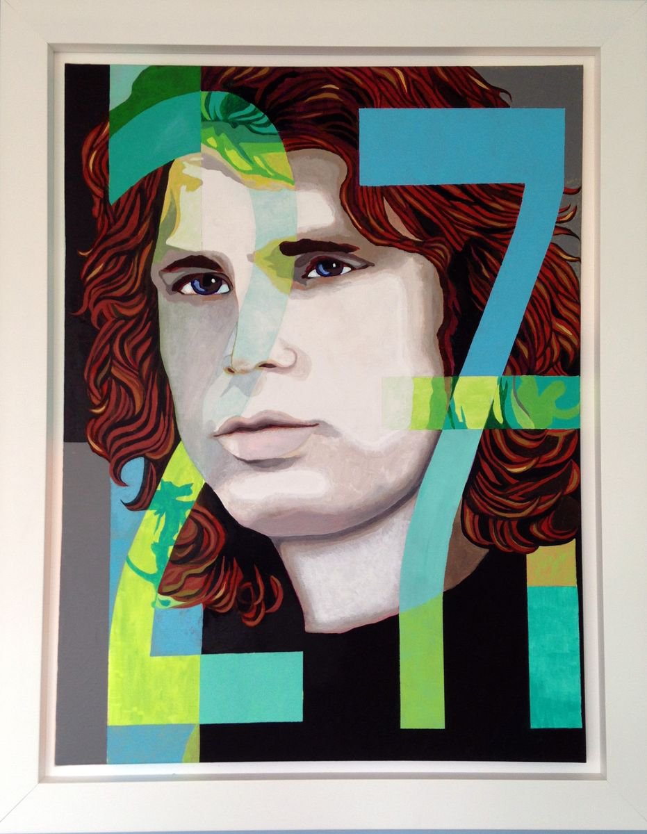 Photorealistic Portrait Acrylic Painting By Stefano Pallara, 31 X 39", The 27 Club - Jim Morrison, Original Artwork