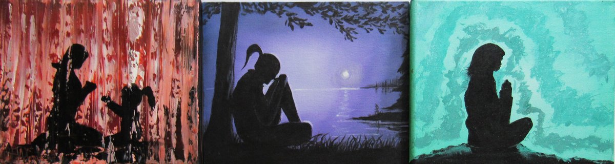 Abstract Portrait Acrylic Painting By William F. Adams, 30 X 8", Inspirational Art #88, Original Artwork