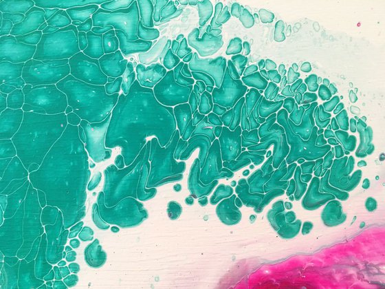 "A Bit Of The Bubbly" - FREE USA SHIPPING - Original Abstract PMS Fluid Acrylic Painting - 14.25 x 16 inches