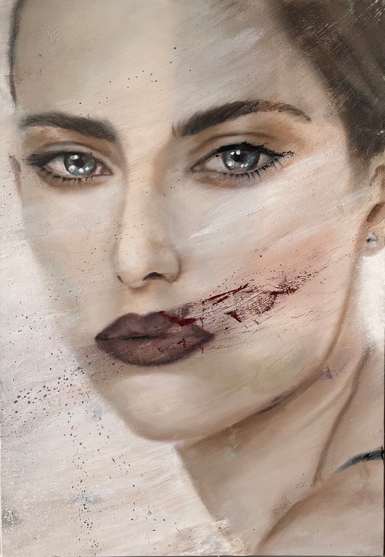 Lana | Female portrait contemporary oil painting on canvas woman face light artwork Painting by RK H