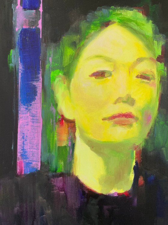 portrait in lemon yellow