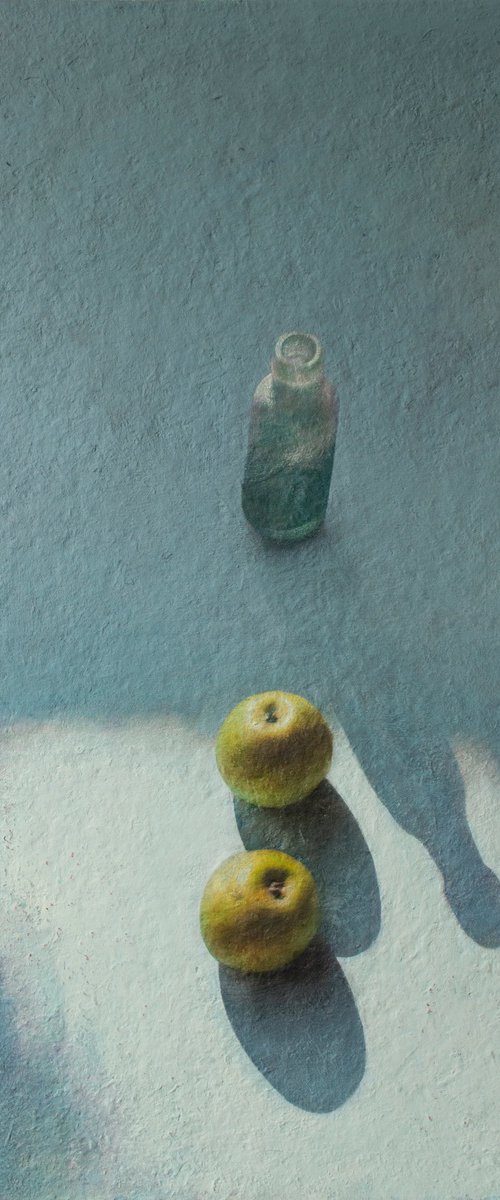 The Bottle and Two Apples by Andrejs Ko